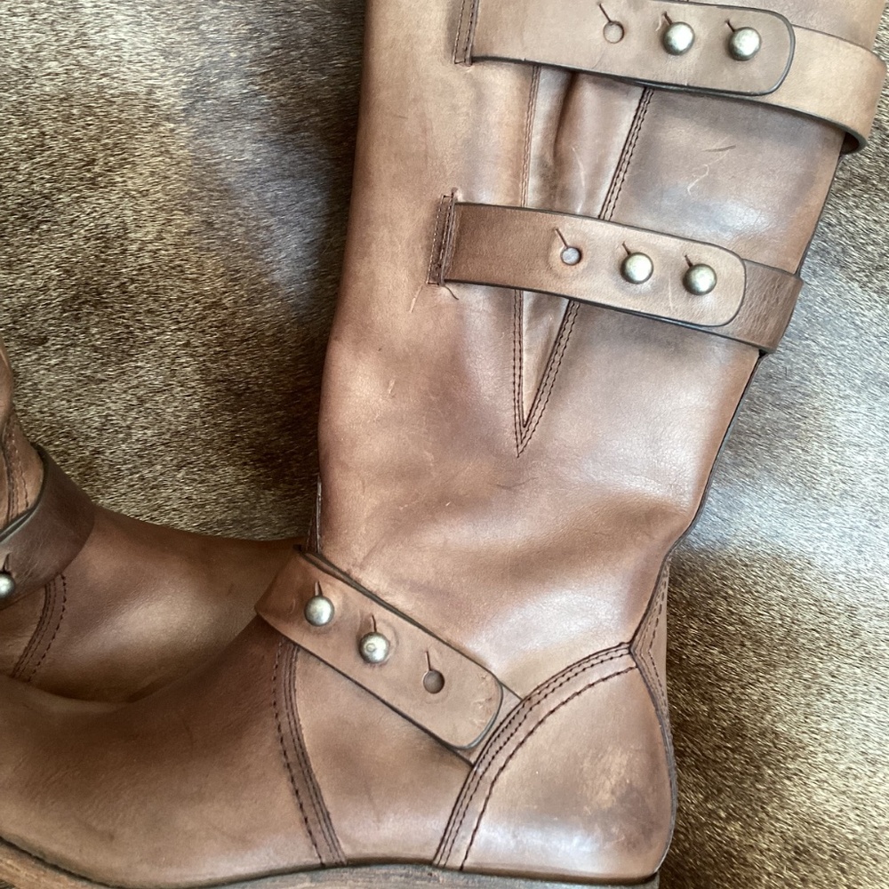 Spirit Lucchese Boot Co Mid Height Wrap Detail Leather Boots - Picture 8 of 11